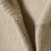 Boxy-Kapuzenpullover mit Reißverschluss – Beige Boxy-Kapuzenpullover mit Reißverschluss – Beige