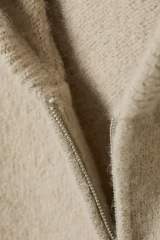 Boxy-Kapuzenpullover mit Reißverschluss – Beige