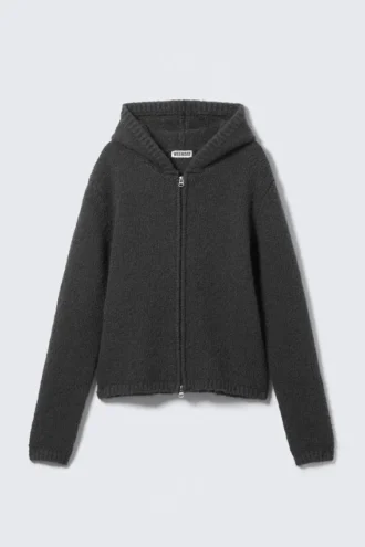 Boxy-Kapuzenpullover mit Reißverschluss – Dunkelgrau