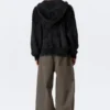 Boxy Knitted Hairy Zip Kapuzenpullover – Schwarz Boxy Knitted Hairy Zip Kapuzenpullover – Schwarz