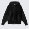 Boxy Knitted Hairy Zip Kapuzenpullover – Schwarz Boxy Knitted Hairy Zip Kapuzenpullover – Schwarz