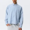 Boxy-Langarmhemd aus Baumwollpopeline – Blau kariert Boxy-Langarmhemd aus Baumwollpopeline – Blau kariert