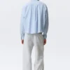 Boxy-Langarmhemd aus Baumwollpopeline – Blau kariert Boxy-Langarmhemd aus Baumwollpopeline – Blau kariert