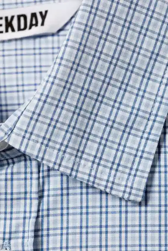 Boxy-Langarmhemd aus Baumwollpopeline – Blau kariert Boxy-Langarmhemd aus Baumwollpopeline – Blau kariert