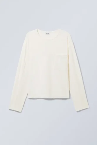 Boxy-Langarmshirt – Weiß