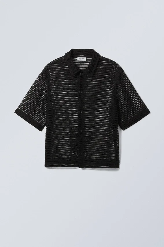 Boxy Mesh-Shirt mit kurzen Shorts – Schwarz Boxy Mesh-Shirt mit kurzen Shorts – Schwarz