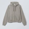 Boxy Midweight Zip Kapuzenpullover – Dusty Grey Boxy Midweight Zip Kapuzenpullover – Dusty Grey
