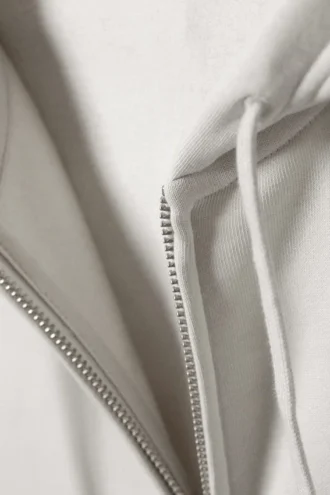 Boxy Midweight Zip Kapuzenpullover – Hellstaubgrau