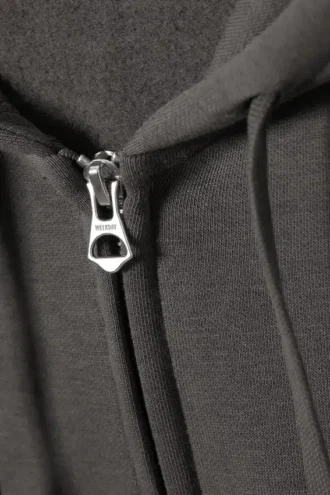 Boxy Midweight Zip Kapuzenpullover – Off Black
