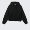 Boxy Midweight Zip Kapuzenpullover – Schwarz Boxy Midweight Zip Kapuzenpullover – Schwarz