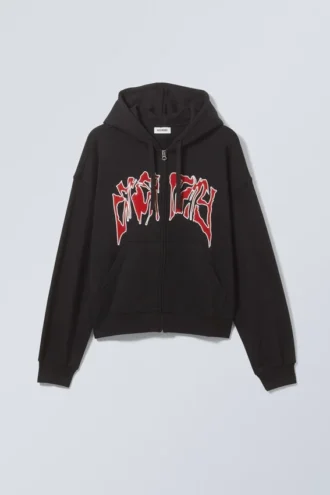 Boxy Mit Print Zip Kapuzenpullover – Eternity