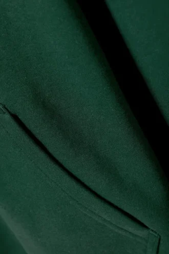 Boxy Mit Print Zip Kapuzenpullover – Mehrfarbig bedruckt, dunkelgrün