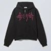 Boxy Mit Print Zip Kapuzenpullover – Spike Error Logo Boxy Mit Print Zip Kapuzenpullover – Spike Error Logo