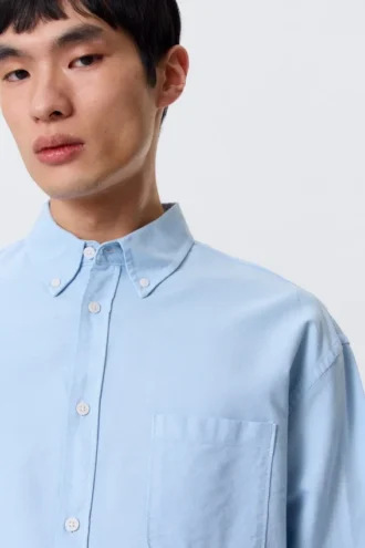 Boxy-Oxford-Hemd mit langen Ärmeln – Hellblau