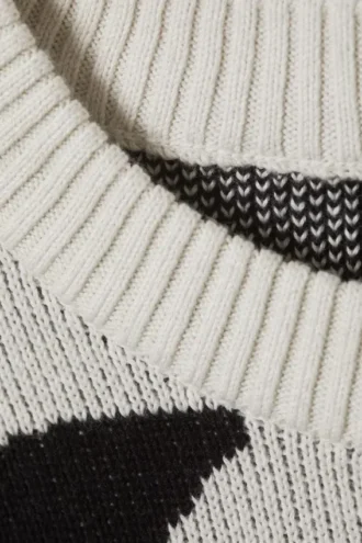 Boxy-Pullover mit Print – Dirty White – Karomuster