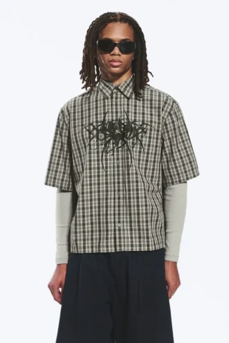 Boxy-Shirt mit kurzen Shorts und Mit Print – kariert, grün – Spyder