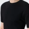 Boxy Slim Fit T-Shirt mit Rippstrick – Schwarz Boxy Slim Fit T-Shirt mit Rippstrick – Schwarz