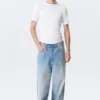 Boxy Slim Fit T-Shirt mit Rippstrick – Weiß Boxy Slim Fit T-Shirt mit Rippstrick – Weiß