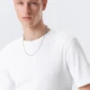 Boxy Slim Fit T-Shirt mit Rippstrick – Weiß Boxy Slim Fit T-Shirt mit Rippstrick – Weiß