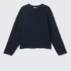 Boxy-Strickpullover aus Baumwolle – Dunkelblau Boxy-Strickpullover aus Baumwolle – Dunkelblau