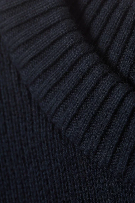 Boxy-Strickpullover aus Baumwolle – Dunkelblau Boxy-Strickpullover aus Baumwolle – Dunkelblau