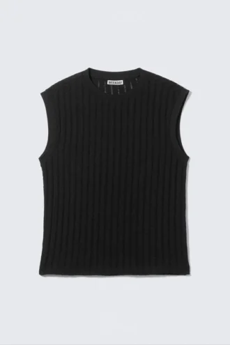 Boxy Structured Cotton Tank Top – Schwarz