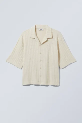 Boxy-Structured-Resort-Hemd – Dusty Beige