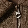 Boxy-Sweatshirt aus Fleece mit halbem Reißverschluss – gewaschen, dunkelbraun
