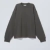 Boxy-Sweatshirt mit Rundhalsausschnitt – Off-Black Boxy-Sweatshirt mit Rundhalsausschnitt – Off-Black