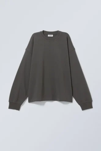Boxy-Sweatshirt mit Rundhalsausschnitt – Off-Black
