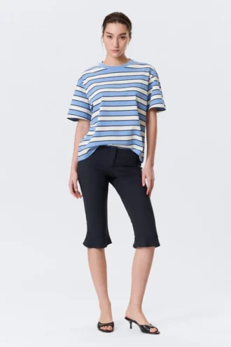Boxy-T-Shirt aus Baumwolle – Blau-weiß gestreift