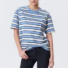 Boxy-T-Shirt aus Baumwolle – Blau-weiß gestreift