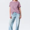 Boxy-T-Shirt aus Baumwolle – gestreift in Rosa Boxy-T-Shirt aus Baumwolle – gestreift in Rosa