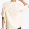 Boxy-T-Shirt aus Baumwolle – Hellbeige – Lila Streifen