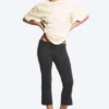 Boxy-T-Shirt aus Baumwolle – Hellbeige – Lila Streifen