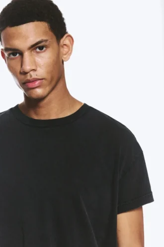 Boxy-T-Shirt aus Baumwolle mit Flügelärmeln – in Schwarz Boxy-T-Shirt aus Baumwolle mit Flügelärmeln – in Schwarz