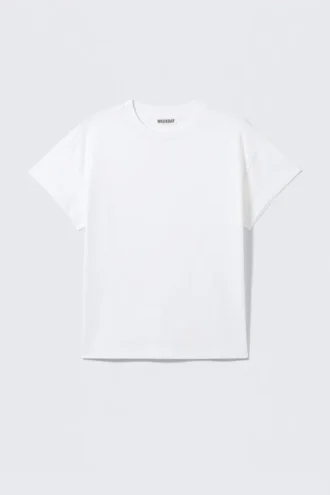 Boxy-T-Shirt aus Baumwolle mit Flügelärmeln – Weiß