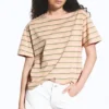 Boxy-T-Shirt aus Baumwolle – Rosa/Khaki-Streifen
