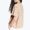 Boxy-T-Shirt aus Baumwolle – Rosa/Khaki-Streifen