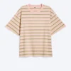 Boxy-T-Shirt aus Baumwolle – Rosa/Khaki-Streifen