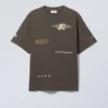 Boxy-T-Shirt mit Print – Dunkelgrau – Sportlogo Boxy-T-Shirt mit Print – Dunkelgrau – Sportlogo