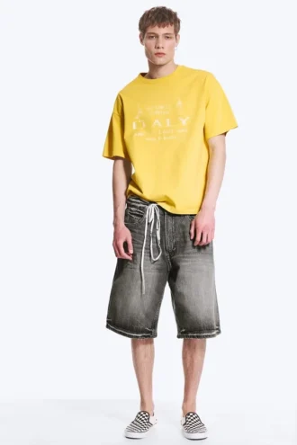 Boxy T-Shirt mit Print – Gelb – Italien
