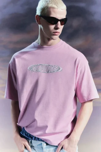 Boxy T-Shirt mit Print – Pink