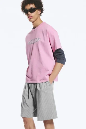 Boxy T-Shirt mit Print – Pink