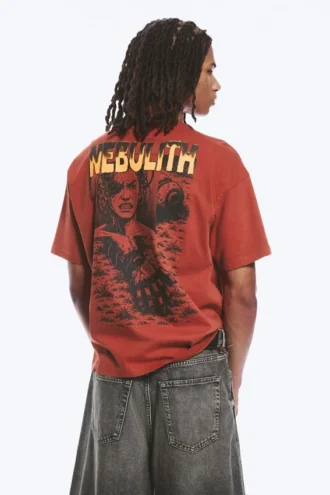 Boxy T-Shirt mit Print – Rot – Nebulith