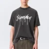 Boxy T-Shirt mit Print – Schwarz – Heartbeat