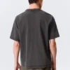 Boxy T-Shirt mit Print – Schwarz – Heartbeat