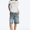 Boxy-T-Shirt mit Print und kurzen Ärmeln – Grau meliert Boxy-T-Shirt mit Print und kurzen Ärmeln – Grau meliert