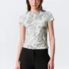 Boxy-T-Shirt mit Print und kurzen Ärmeln – Weiß – Camo Boxy-T-Shirt mit Print und kurzen Ärmeln – Weiß – Camo