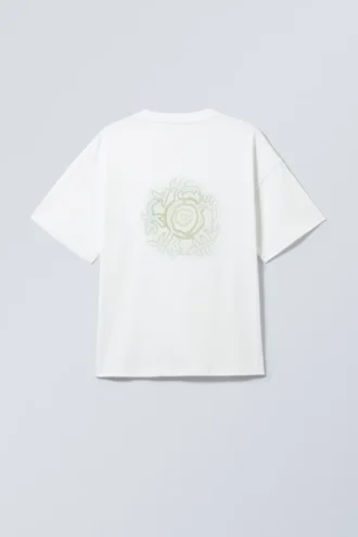 Boxy T-Shirt mit Print – Weiß – Grünes Symbol